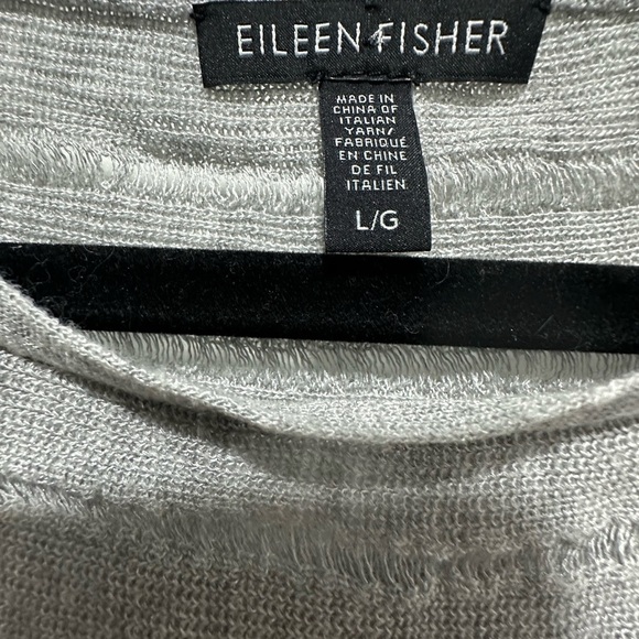 Eileen Fisher Long Sleeve Gray Sheer Top EUC SIZE LARGE - Picture 3 of 4